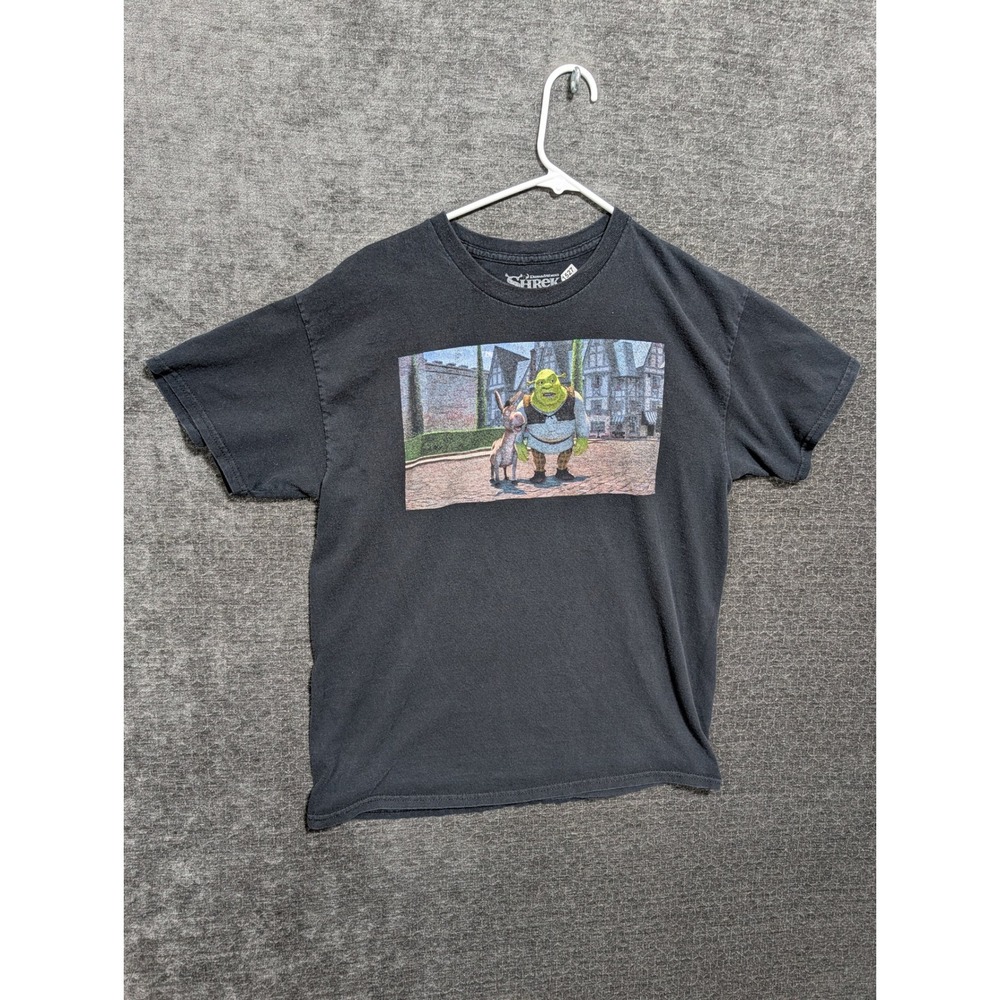 DreamWorks Shrek Donkey Movie Graphic T-Shirt Mens Large Black Short Sleeve 1527